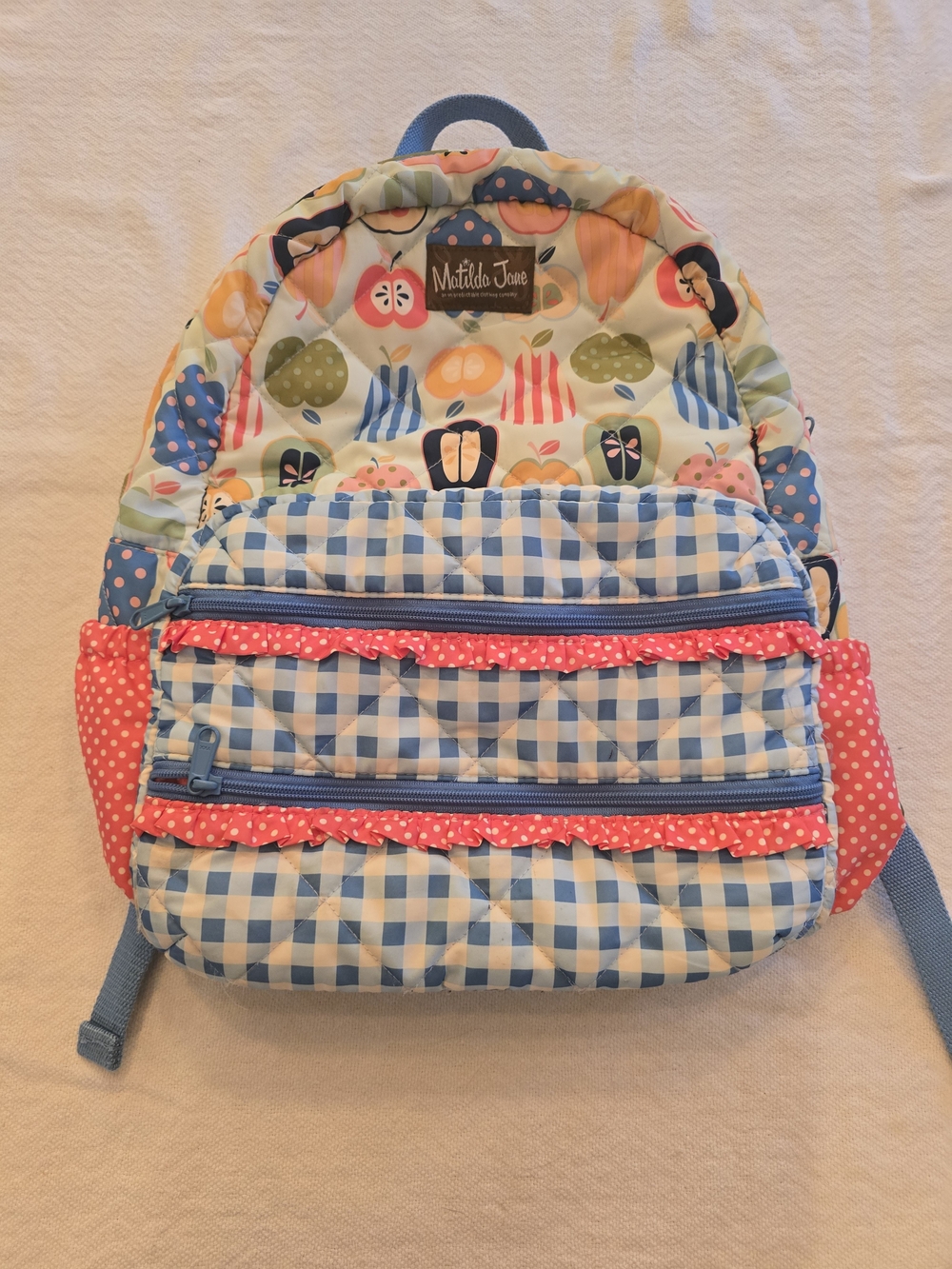 Matilda Jane Gingham Apple Backpack VGUC HTF